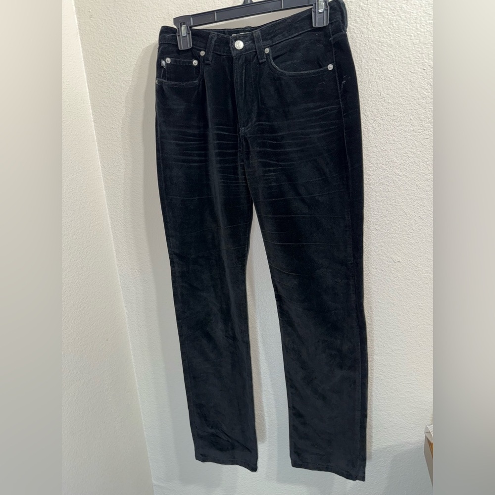 Vintage Y2K Bongo By Gene Montesano Black Velvet Whimsigoth Bootcut Jeans-Size 5